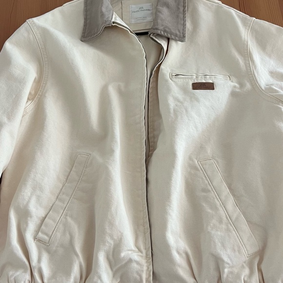 Jackets & Blazers - Unisex Cream Jacket with Gray Collar